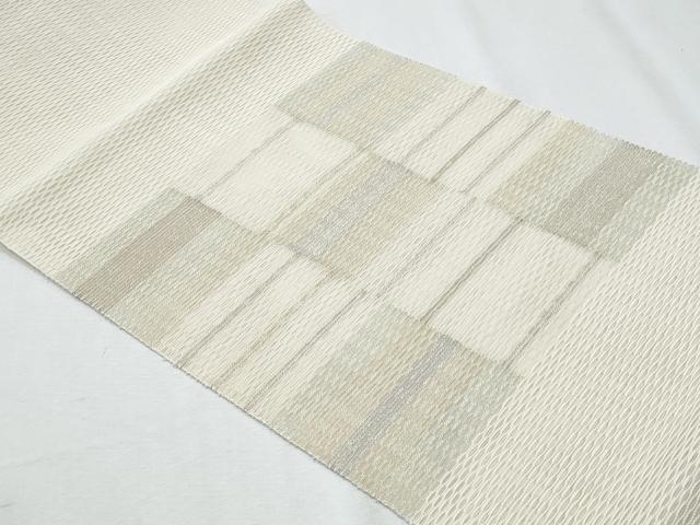 平和屋着物＊夏物　八寸名古屋帯　市松文様　金銀糸　正絹　逸品　CABH8067fb