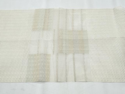 平和屋着物＊夏物　八寸名古屋帯　市松文様　金銀糸　正絹　逸品　CABH8067fb