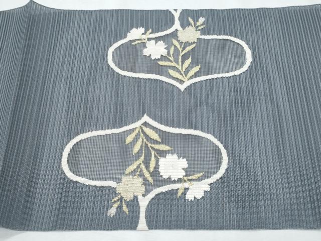 平和屋着物＊夏物　八寸名古屋帯　絽綴れ　枝花文　金銀糸　正絹　逸品　CABH8068fb