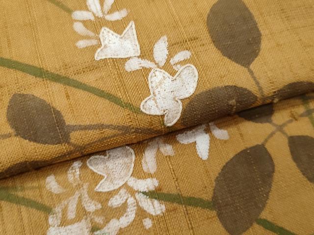 平和屋着物＊夏物　九寸名古屋帯　紬地　刺繍　枝花文　正絹　逸品　CABH8069fb