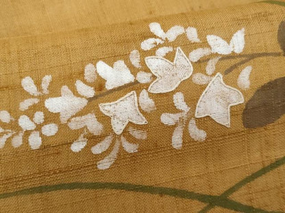 平和屋着物＊夏物　九寸名古屋帯　紬地　刺繍　枝花文　正絹　逸品　CABH8069fb