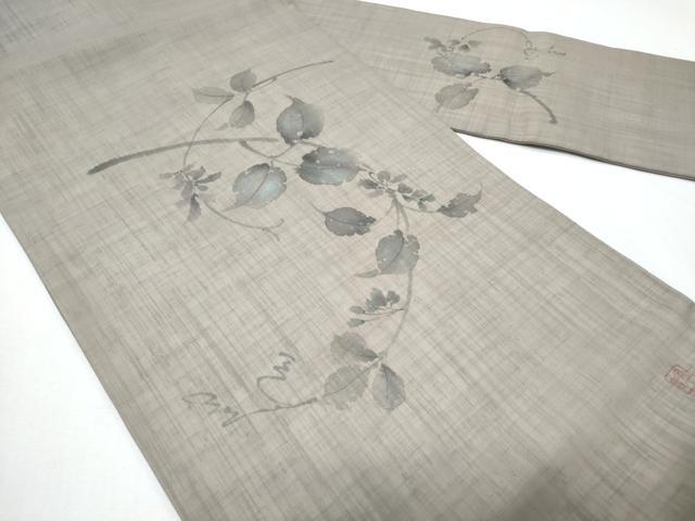 平和屋着物＊夏物　九寸名古屋帯　手描き　蔦の葉文　CABH8070fb