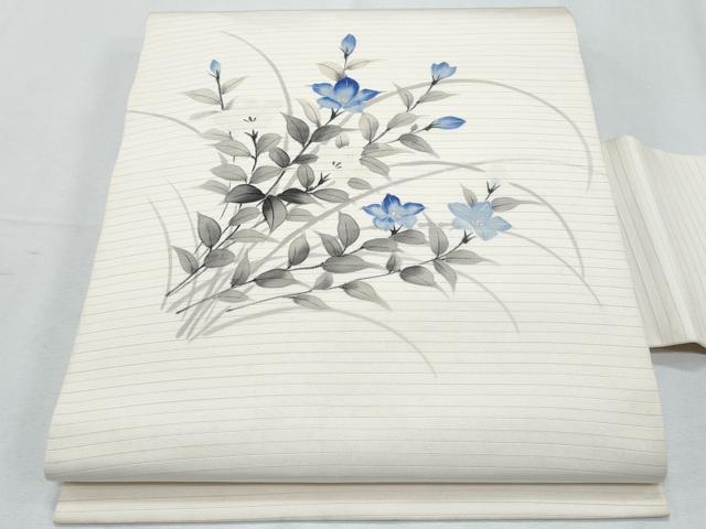 平和屋着物＊夏物　塩瀬　九寸名古屋帯　手描き　枝花文　正絹　逸品　CABH8071fb