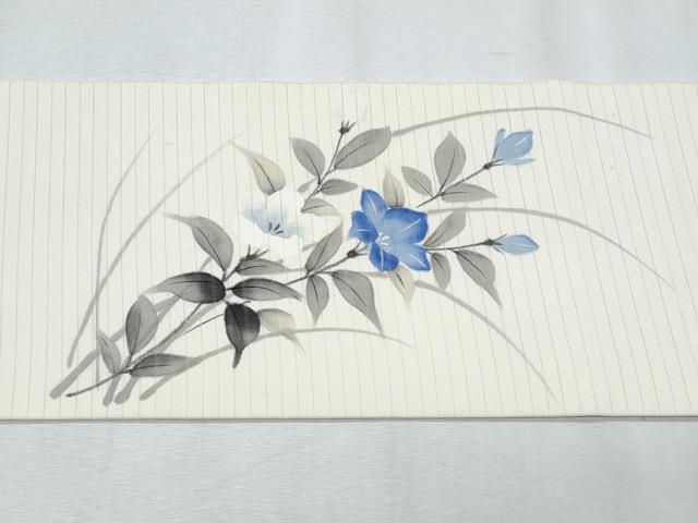 平和屋着物＊夏物　塩瀬　九寸名古屋帯　手描き　枝花文　正絹　逸品　CABH8071fb