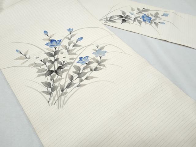 平和屋着物＊夏物　塩瀬　九寸名古屋帯　手描き　枝花文　正絹　逸品　CABH8071fb