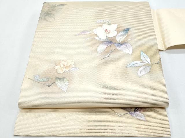 平和屋着物＊夏物　九寸名古屋帯　刺繍　枝花文　金銀彩　正絹　逸品　CABH8072fb