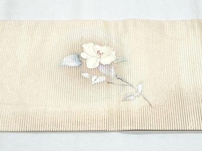 平和屋着物＊夏物　九寸名古屋帯　刺繍　枝花文　金銀彩　正絹　逸品　CABH8072fb