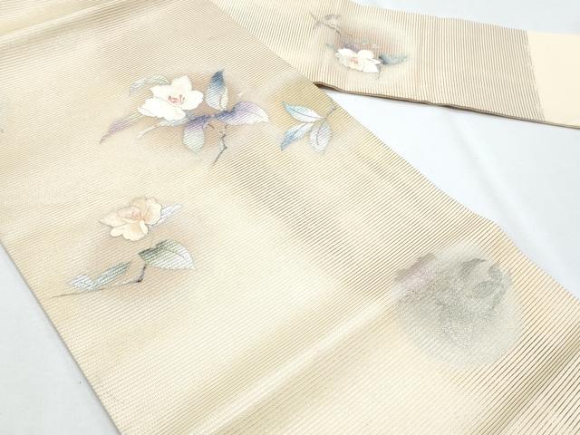 平和屋着物＊夏物　九寸名古屋帯　刺繍　枝花文　金銀彩　正絹　逸品　CABH8072fb