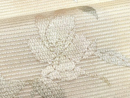 平和屋着物＊夏物　九寸名古屋帯　刺繍　枝花文　金銀彩　正絹　逸品　CABH8072fb