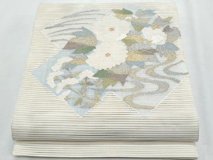 平和屋着物＊夏物　八寸名古屋帯　絽綴れ　草花文　金銀糸　正絹　逸品　CABH8074fb
