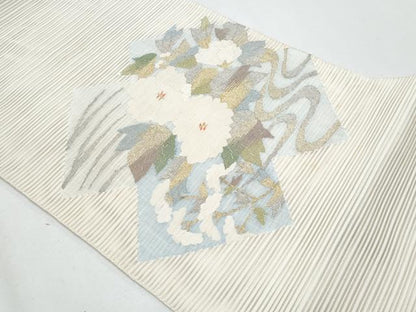 平和屋着物＊夏物　八寸名古屋帯　絽綴れ　草花文　金銀糸　正絹　逸品　CABH8074fb