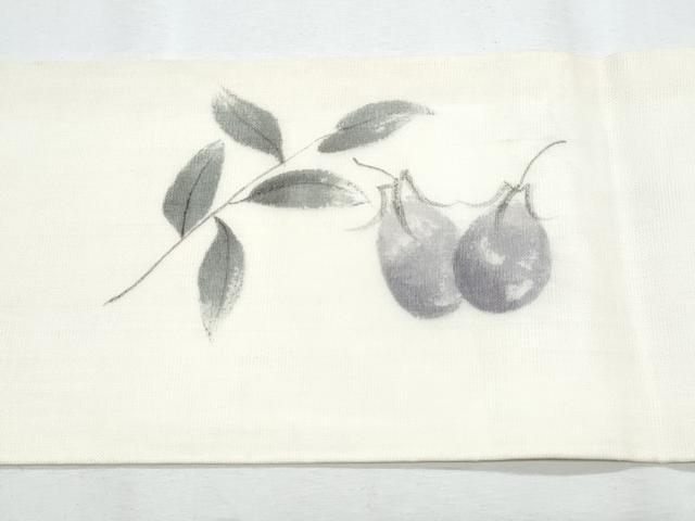 平和屋着物＊夏物　九寸名古屋帯　作家物　手描き　団扇枝花文　成り物　正絹　逸品　CABH8075fb
