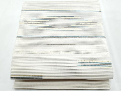 平和屋着物＊夏物　八寸名古屋帯　絽綴れ　横段文　金糸　正絹　逸品　CABH8077fb