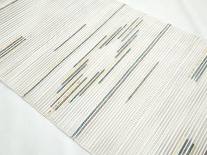 平和屋着物＊夏物　八寸名古屋帯　絽綴れ　横段文　金糸　正絹　逸品　CABH8077fb