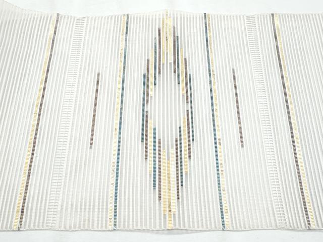 平和屋着物＊夏物　八寸名古屋帯　絽綴れ　横段文　金糸　正絹　逸品　CABH8077fb