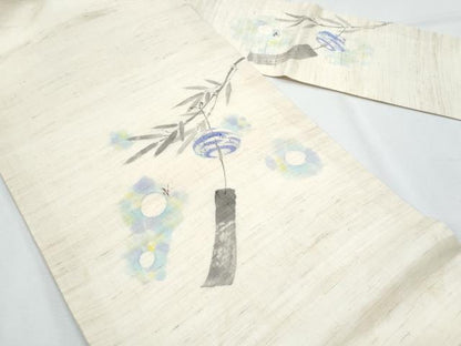 平和屋着物＊夏物　九寸名古屋帯　手描き　風鈴　蛍　麻　逸品　CABH8084fb