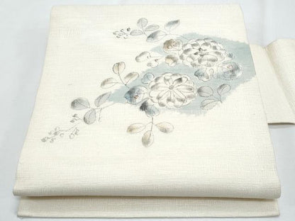 平和屋着物＊夏物　九寸名古屋帯　手描き　櫛織　辻が花　正絹　逸品　CABH8085fb