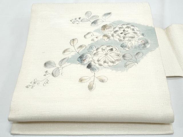 平和屋着物＊夏物　九寸名古屋帯　手描き　櫛織　辻が花　正絹　逸品　CABH8085fb