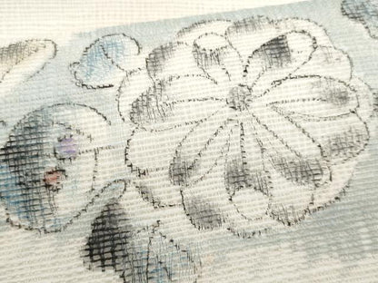 平和屋着物＊夏物　九寸名古屋帯　手描き　櫛織　辻が花　正絹　逸品　CABH8085fb