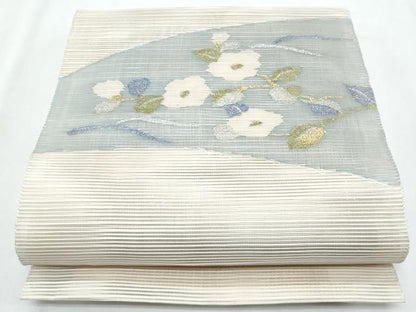 平和屋着物＊夏物　八寸名古屋帯　絽綴れ　枝花文　金銀糸　正絹　逸品　CABH8087fb