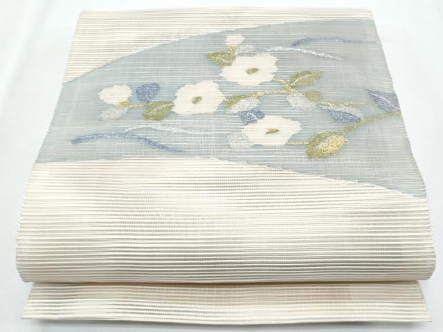 平和屋着物＊夏物　八寸名古屋帯　絽綴れ　枝花文　金銀糸　正絹　逸品　CABH8087fb