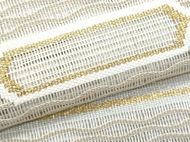 平和屋着物＊夏物　八寸名古屋帯　絽綴れ　横段文　金糸　正絹　逸品　CABH8088fb
