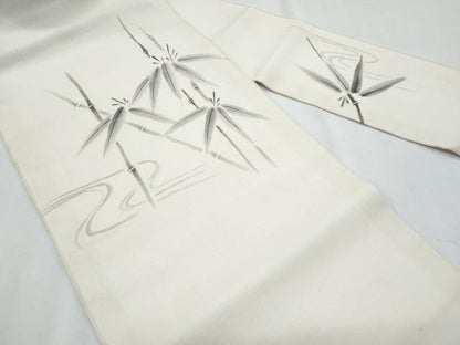平和屋着物＊夏物　九寸名古屋帯　手描き　流水笹竹文　正絹　逸品　CABH8089fb