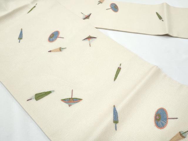 平和屋着物＊夏物　九寸名古屋帯　番傘　金銀糸　正絹　逸品　CABH8090fb
