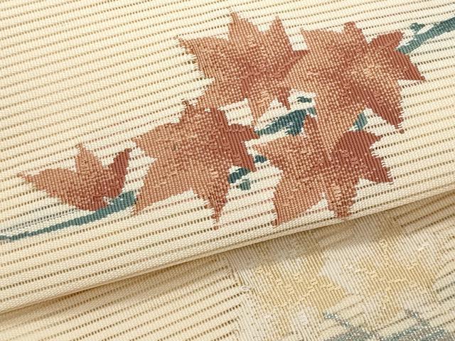 平和屋着物＊夏物　八寸名古屋帯　絽綴れ　籬枝花文　銀糸　正絹　逸品　CABH8091fb