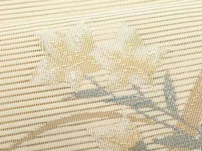 平和屋着物＊夏物　八寸名古屋帯　絽綴れ　籬枝花文　銀糸　正絹　逸品　CABH8091fb