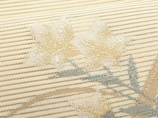 平和屋着物＊夏物　八寸名古屋帯　絽綴れ　籬枝花文　銀糸　正絹　逸品　CABH8091fb