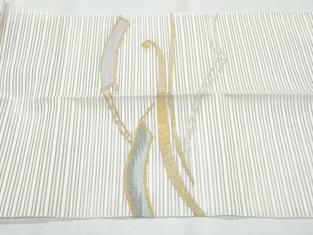 平和屋着物＊夏物　八寸名古屋帯　抽象文　金銀糸　正絹　逸品　CABH8092fb