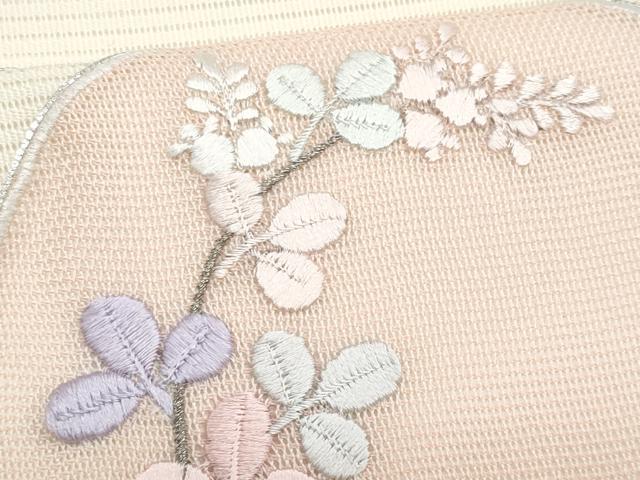 平和屋着物＊夏物　九寸名古屋帯　駒刺繍　花丸文　銀糸　正絹　逸品　CABH8096fb