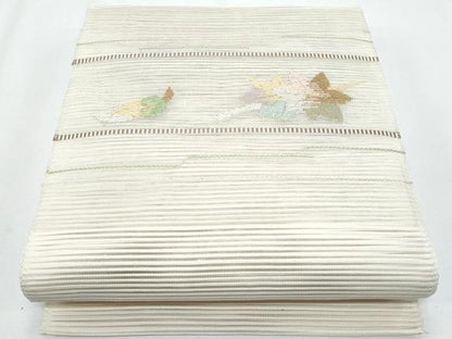 平和屋着物＊夏物　八寸名古屋帯　絽綴れ　吹き寄せ文　金糸　正絹　逸品　CABH8097fb