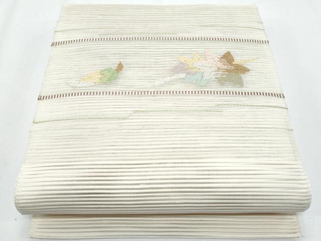 平和屋着物＊夏物　八寸名古屋帯　絽綴れ　吹き寄せ文　金糸　正絹　逸品　CABH8097fb