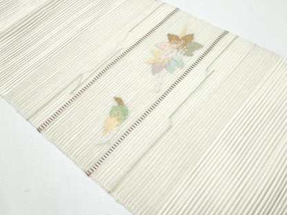 平和屋着物＊夏物　八寸名古屋帯　絽綴れ　吹き寄せ文　金糸　正絹　逸品　CABH8097fb