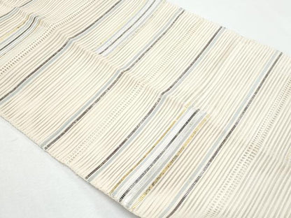 平和屋着物＊夏物　八寸名古屋帯　絽綴れ　横段文　金銀糸　正絹　逸品　CABH8101fb