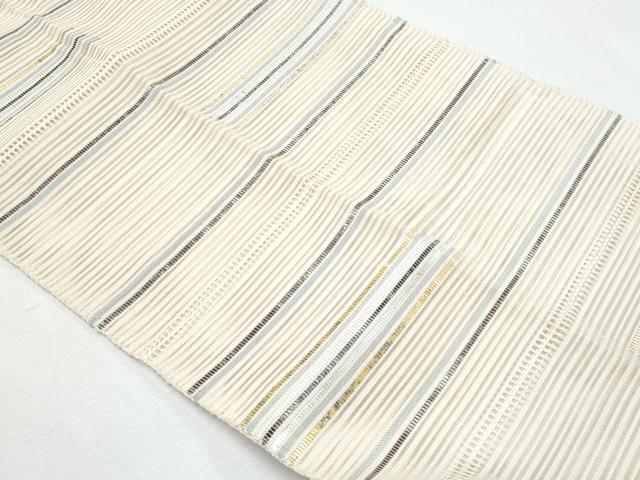 平和屋着物＊夏物　八寸名古屋帯　絽綴れ　横段文　金銀糸　正絹　逸品　CABH8101fb