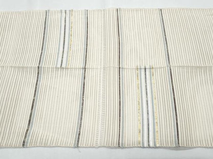 平和屋着物＊夏物　八寸名古屋帯　絽綴れ　横段文　金銀糸　正絹　逸品　CABH8101fb
