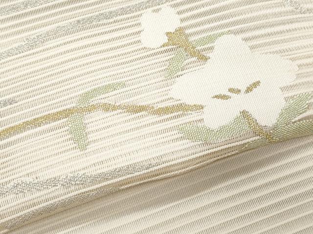平和屋着物＊夏物　八寸名古屋帯　絽綴れ　枝花文　金銀糸　正絹　逸品　CABH8103fb