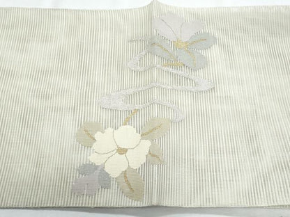 平和屋着物＊夏物　太鼓柄袋帯　絽綴れ　枝椿　金銀糸　正絹　逸品　CABH8117fb