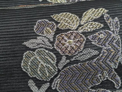 平和屋着物＊夏物　六通柄袋帯　名物裂　花兎　黒地　金銀糸　正絹　逸品　CABH8125fb