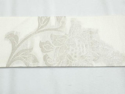平和屋着物＊夏物　西陣　川島織物　九寸名古屋帯　枝花文　金糸　正絹　逸品　CABH8126fb