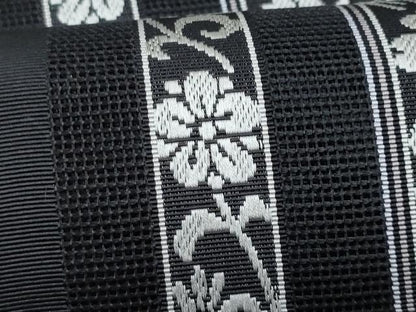 平和屋着物＊夏物　本場筑前博多織　結女彩　花間道　黒地　井上織物謹製　証紙付き　名古屋帯　正絹　逸品　CABH8134fb