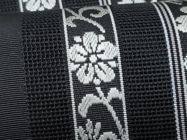 平和屋着物＊夏物　本場筑前博多織　結女彩　花間道　黒地　井上織物謹製　証紙付き　名古屋帯　正絹　逸品　CABH8134fb
