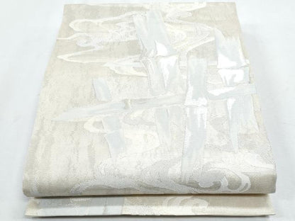 平和屋着物＊夏物　六通柄袋帯　流水竹文　銀糸　正絹　逸品　未使用　CABH8140fb
