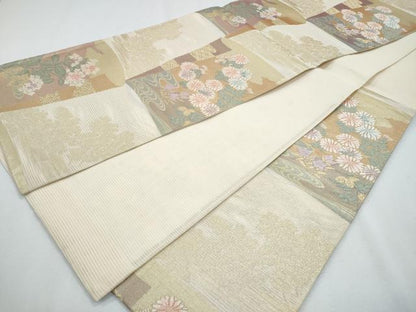 平和屋着物＊夏物 六通柄袋帯 唐織 流水枝花文 金糸 正絹 逸品 CABH8154fb