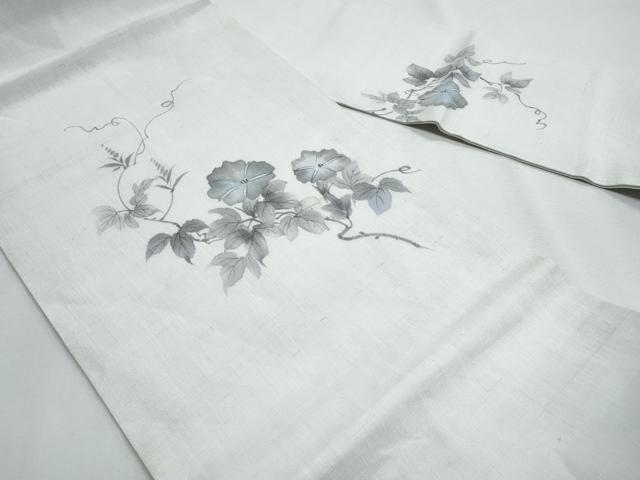 平和屋着物＊夏物 九寸名古屋帯 作家物 朝顔 麻 逸品 CABH8156fb
