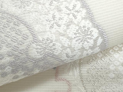 平和屋着物＊夏物 西陣 丸勇謹製 六通柄袋帯 唐織 雪輪重ね花文 銀糸 未使用 CABH8159fb