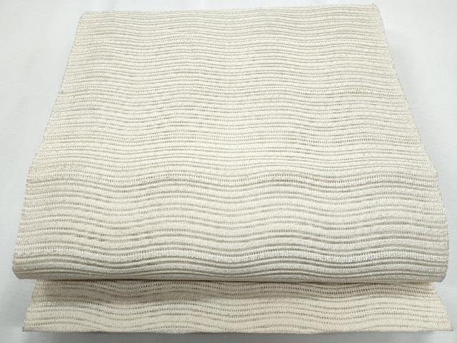 平和屋着物＊夏物 八寸名古屋帯 絽綴れ よろけ縞 銀糸 正絹 逸品 CABH8168fb